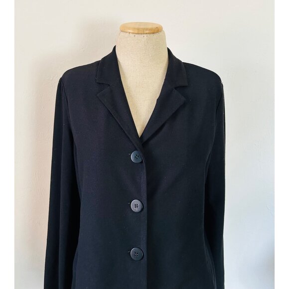 Eileen Fisher Women's Medium Black Button-Up Blazer Jacket - Picture 2 of 11
